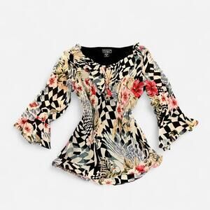 Vintage 90s Sheer Floral Ruffle